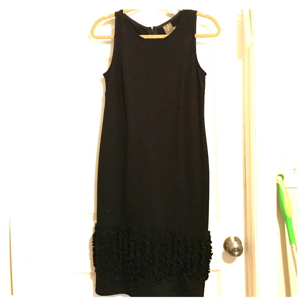 Black dress with ruffles at the bottom