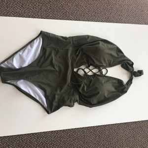 Lace-up swim suit *never worn* olive color