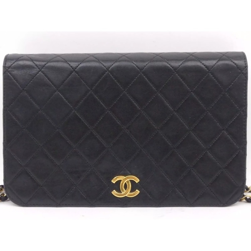 SOLD!!Chanel black lambskin full flap shoulder bag