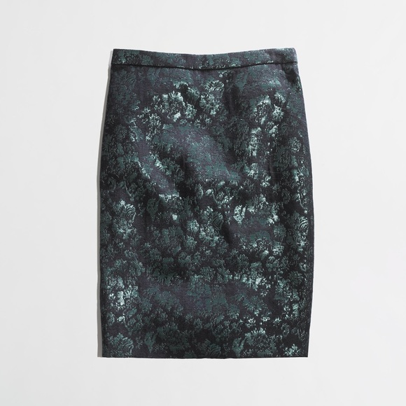 J. Crew Dresses & Skirts - J Crew Green Metallic Floral Brocade Pencil Skirt