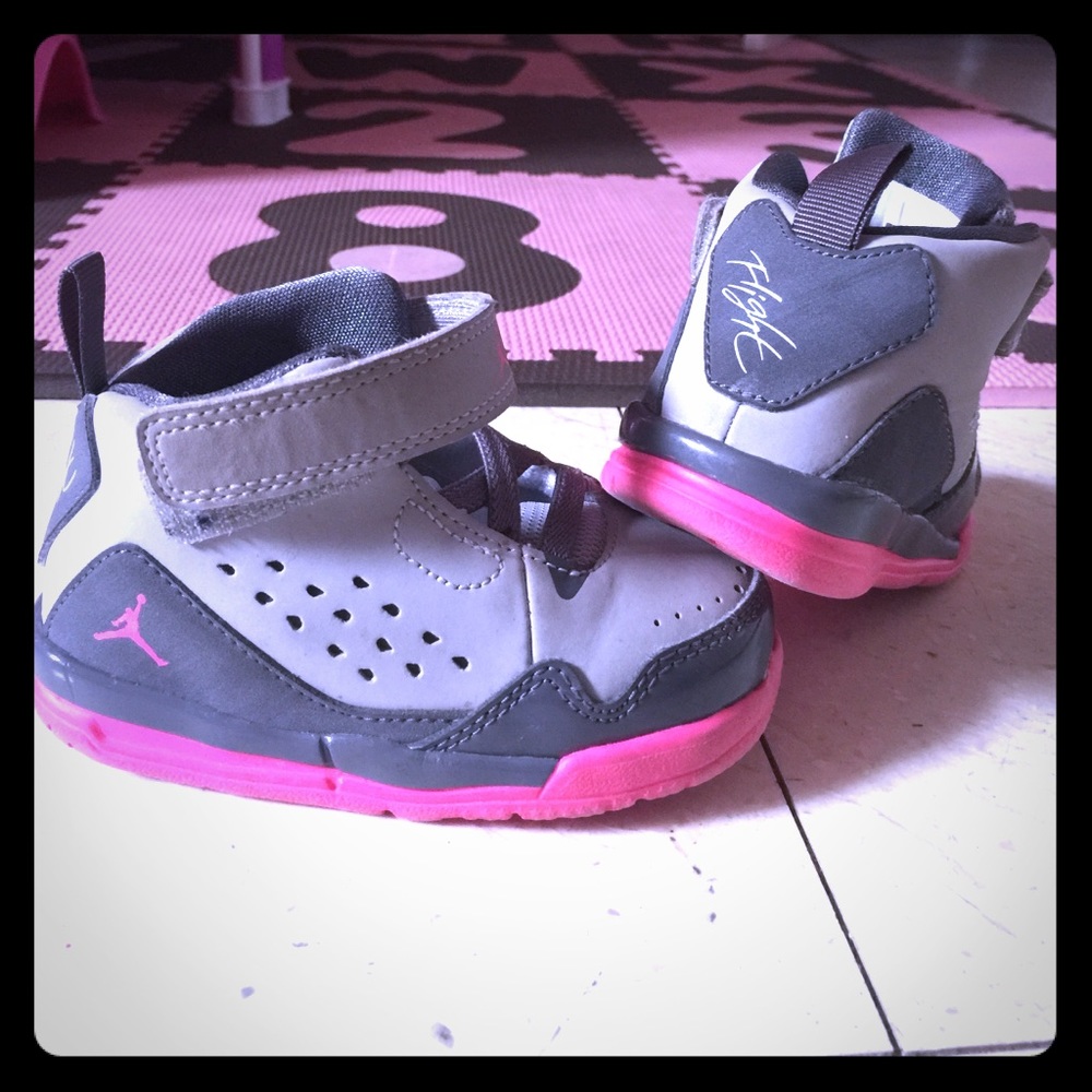 Pink and Grey Air Jordan Toddler Shoes