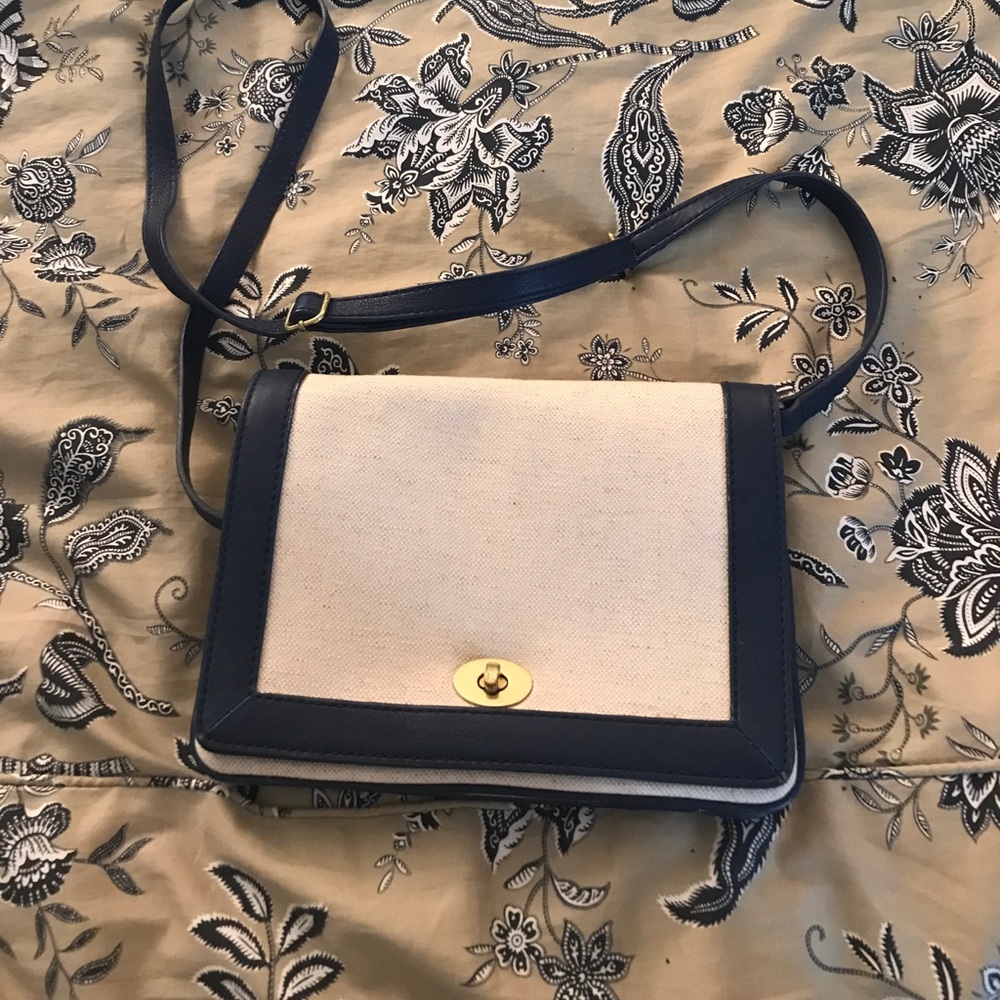 Cream and navy jcrew crossbody