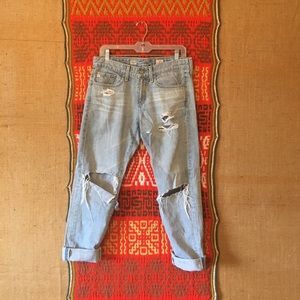 AG Piper Crop Distressed Denim, Size 27R