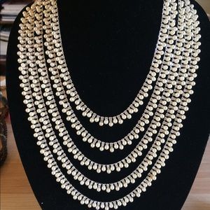 Pearl Rhinestone Waterfall Necklace