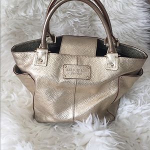Leather, gold tone handbag