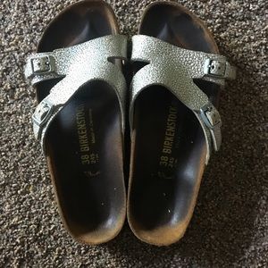 Womens Silver Birkenstocks