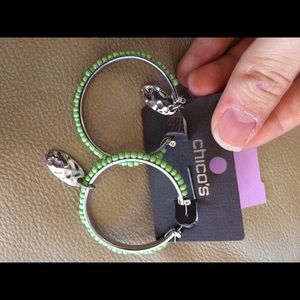 Chico Green Beaded Hoop Earrings