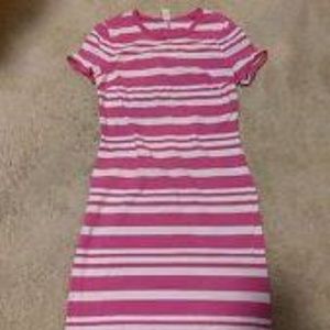 Tshirt Shift Dress Pink Stripe, Sz XL