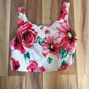Floral Crop Top with Lace-up Back