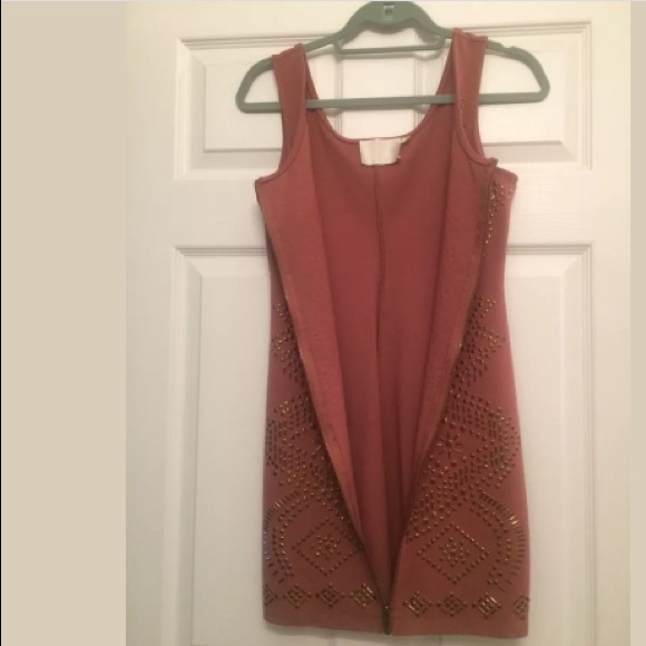 LUSH fitted beaded mauve dress, small - Picture 2 of 4