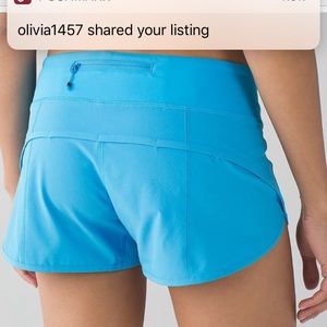 Blue Lulu lemon athletica Speed Short