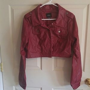 Dots cropped faux leather jacket