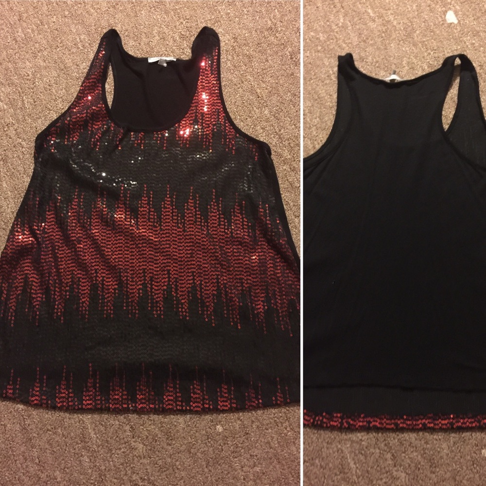 Black and red sparkly top. Worn 2-3x.