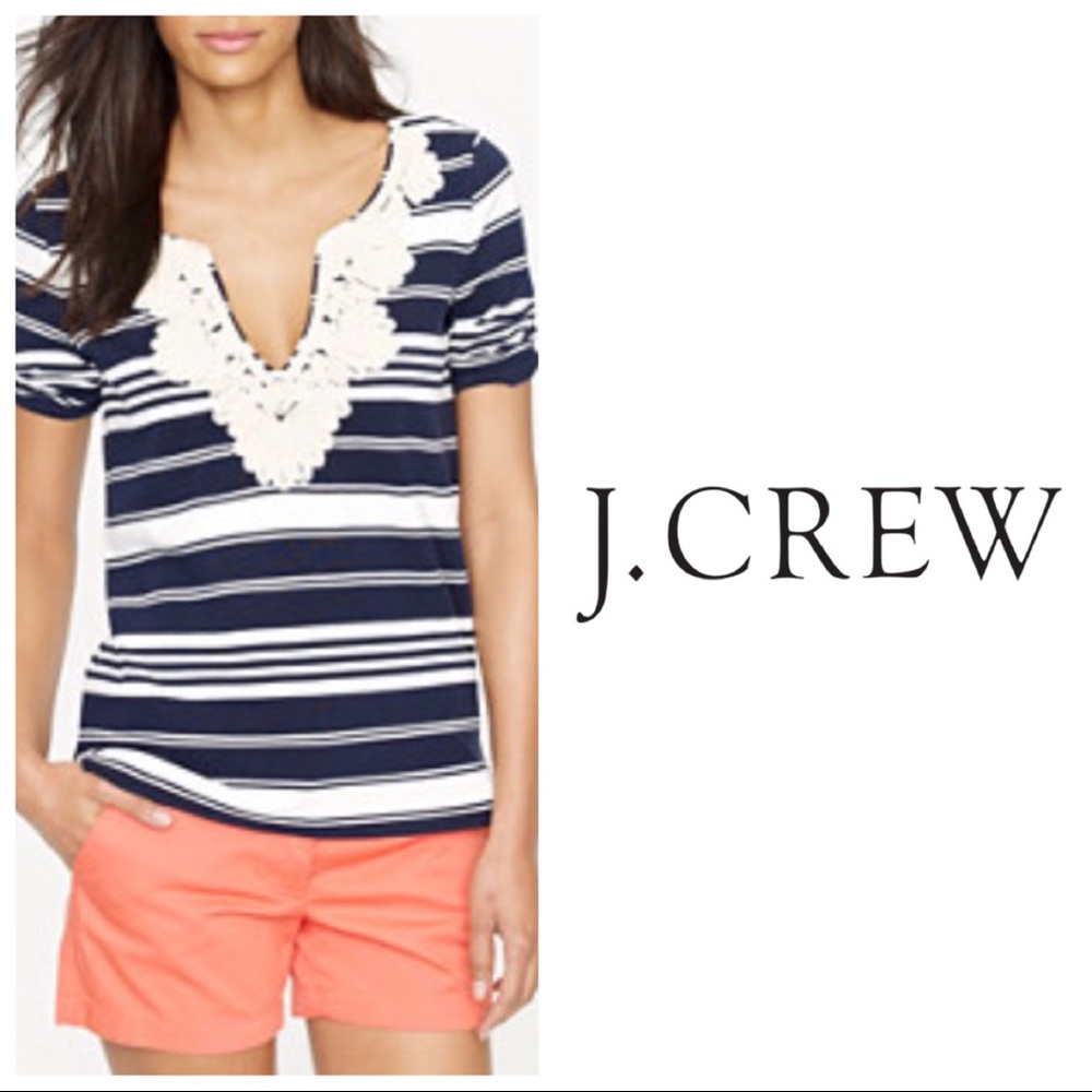 J. Crew Rope Necklace Navy Tunic Tee