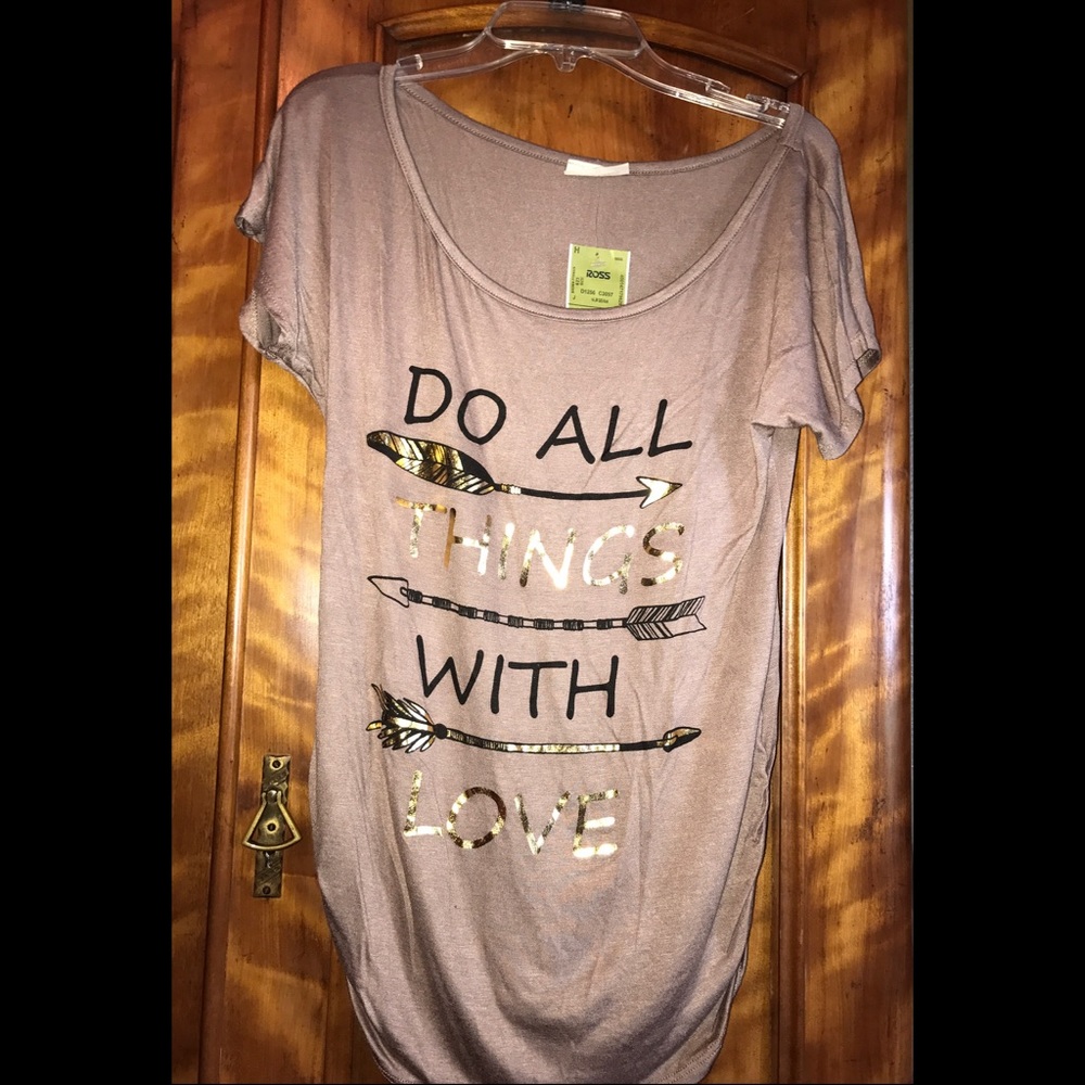 Cute brown top with gold and black letters, size-M