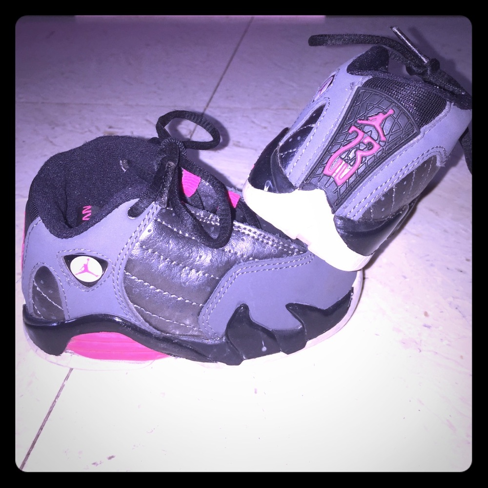 Pink and Black Air Jordan's Toddler Shoes