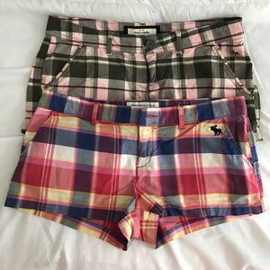 2 pairs Abercrombie plaid shorts with cardigan