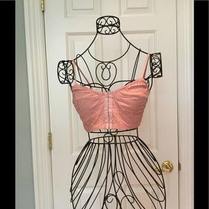 Pink lace crop top