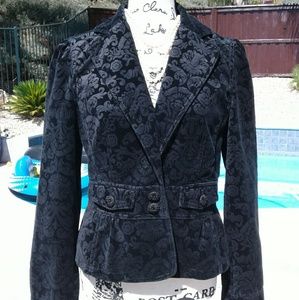 Anne Taylor LOFT vintage brocade black coat blazer