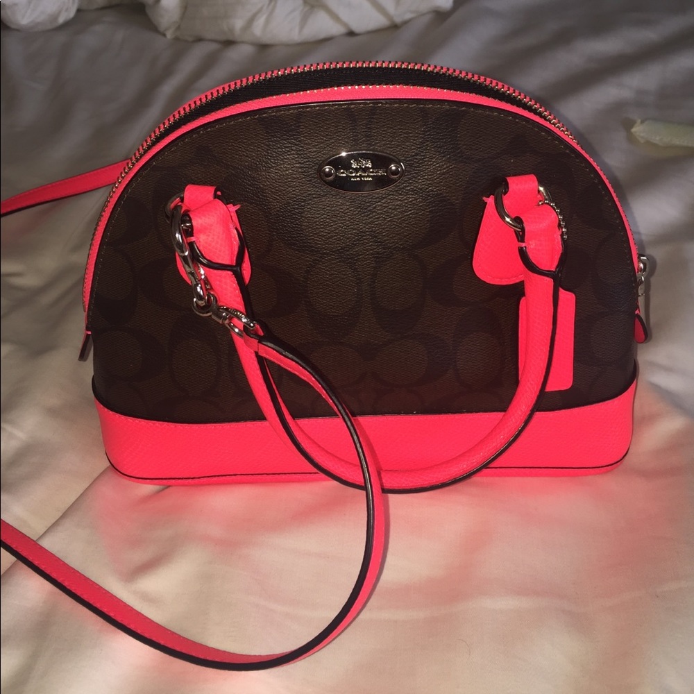 Hot Pink/Brown Coach Crossbody Purse