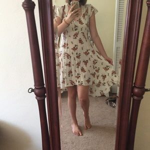 flowy cream floral dress