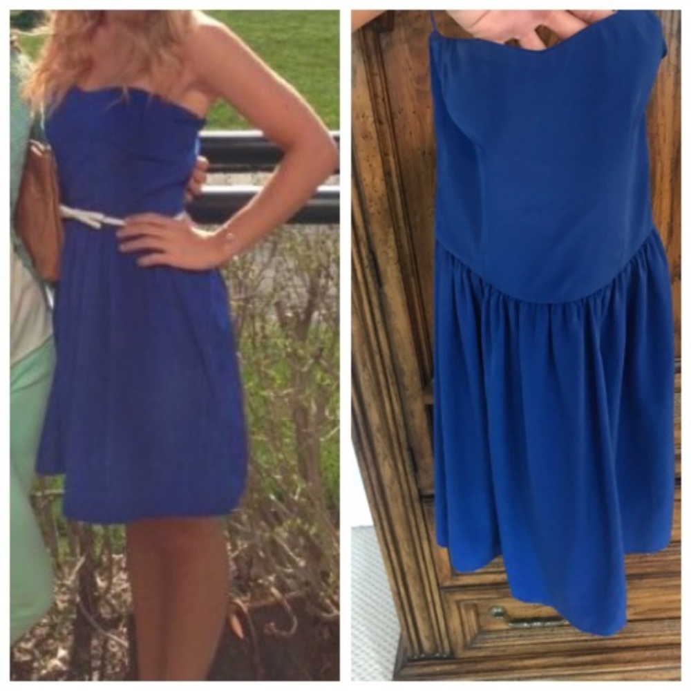 Blue strapless dress