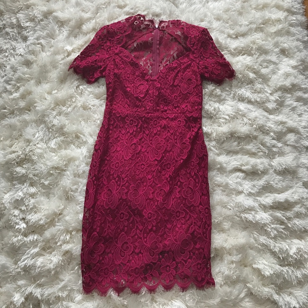 Lulu's Magenta Lace Dress