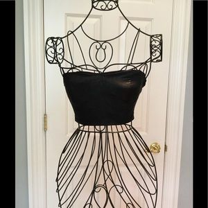 Cute black fake leather crop top