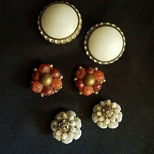 Vintage Clip On Earrings Lot of 3