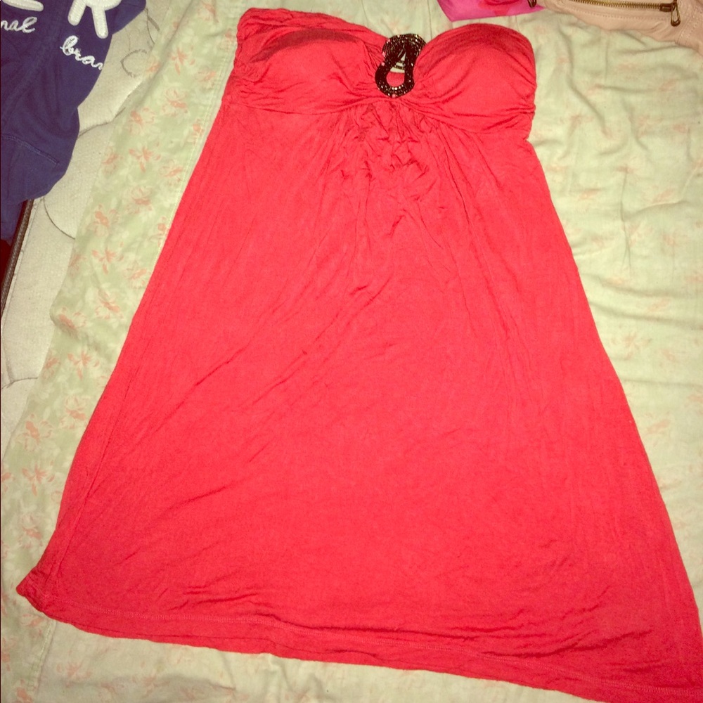 Papaya Strapless Dress