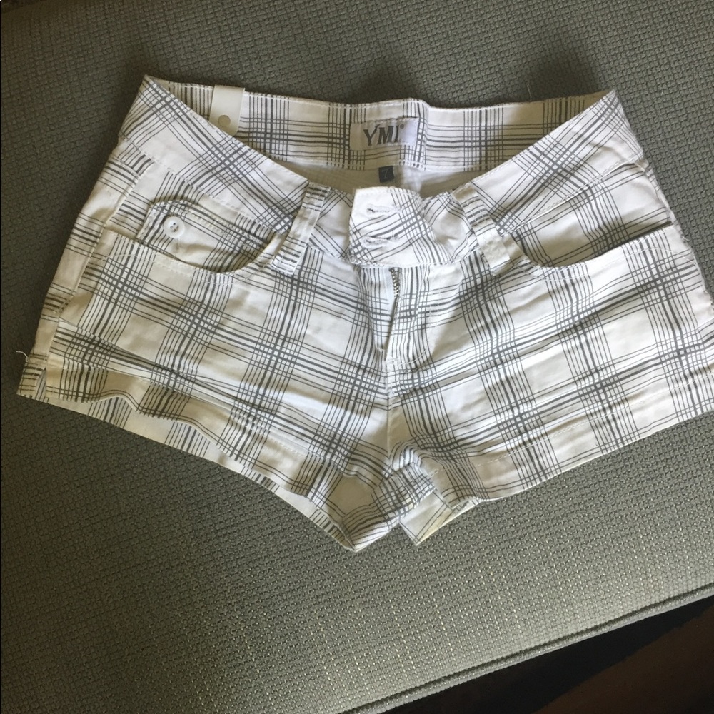White and grey stripe shorts
