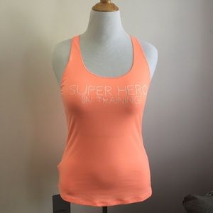 Superhero in Training Orange Racerback Workout Tee