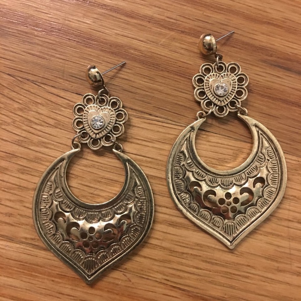 Gold Pendant Earrings