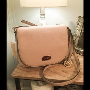 Michael Kors Leather Bedford Md Saddle Bag - Blush
