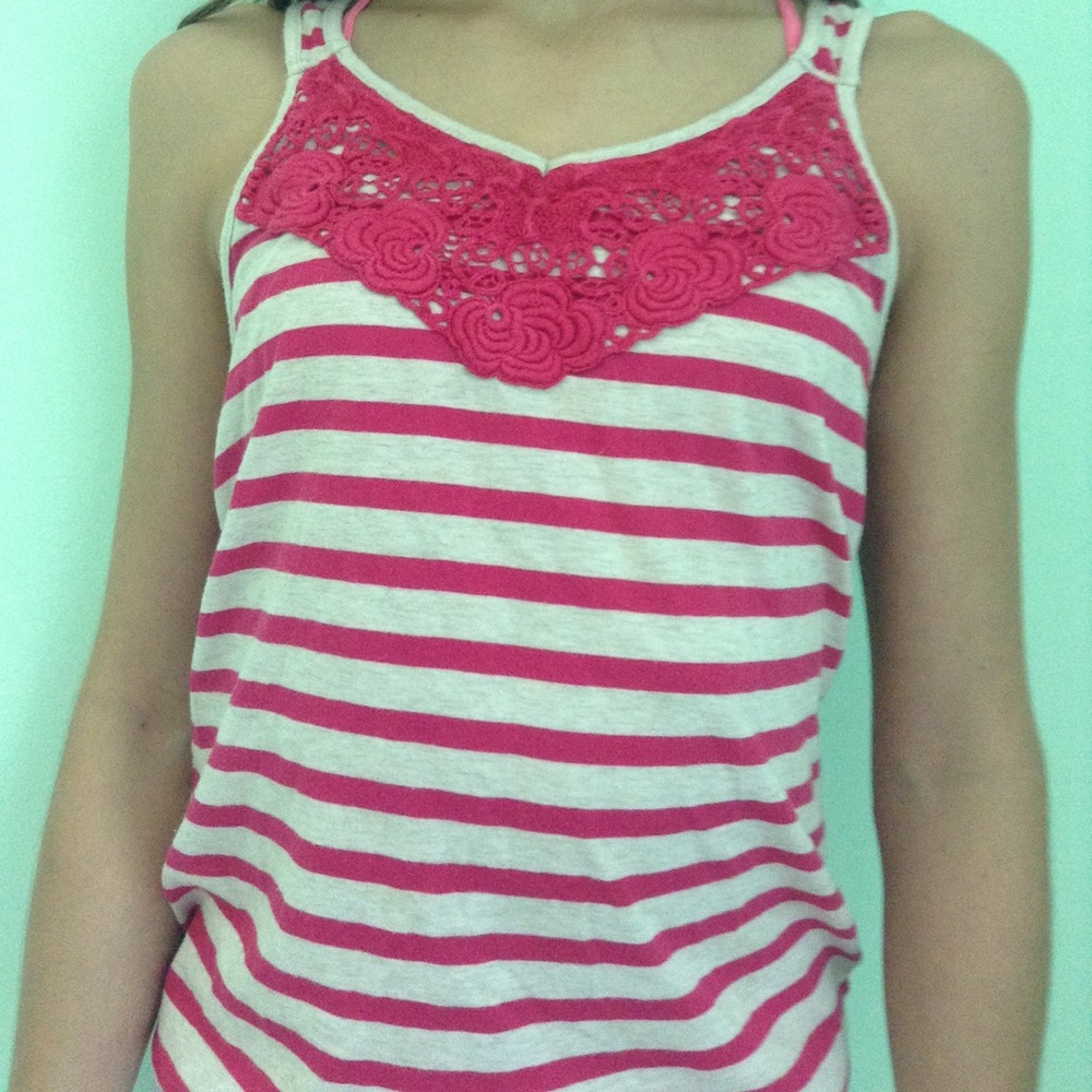 Pink and cream racerback tank top