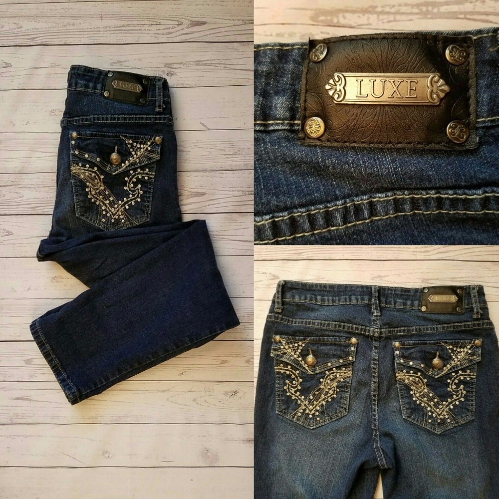Tru Luxe Womens Jeans Pocket Bling