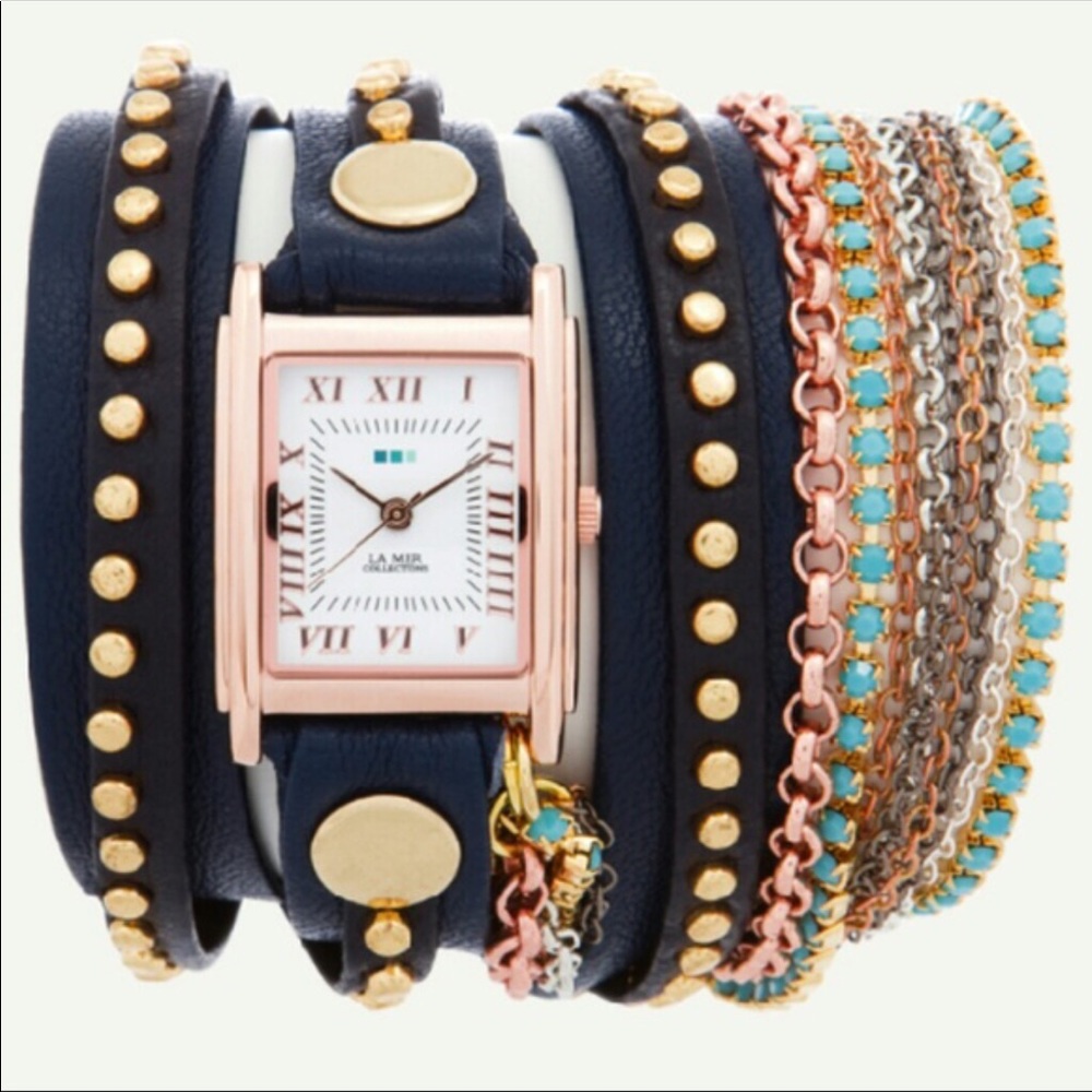 La Mer navy blue wrap watch
