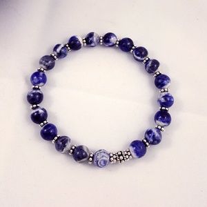 Sodalite bracelet with Sterling Silver accents.