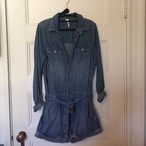 Free People Denim Romper