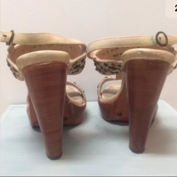 FRYE joy vintage slingback ivory studded high heel - Picture 2 of 7