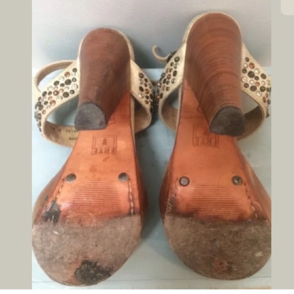 FRYE joy vintage slingback ivory studded high heel - Picture 5 of 7