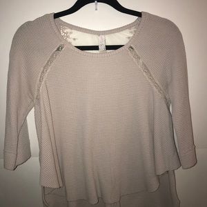 FREE PEOPLE: cream sweater with lace detailing