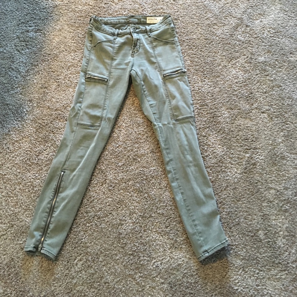 Olive cargo skinny pants