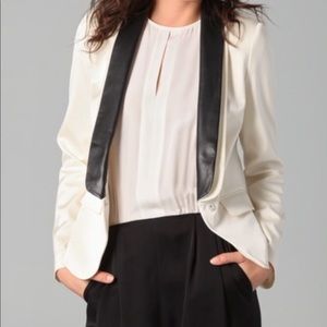 Tibi leather lapel tuxedo jacket