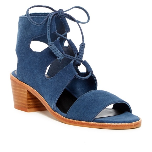M4D3 Sara Block Heel Sandal in Blue - Picture 2 of 5