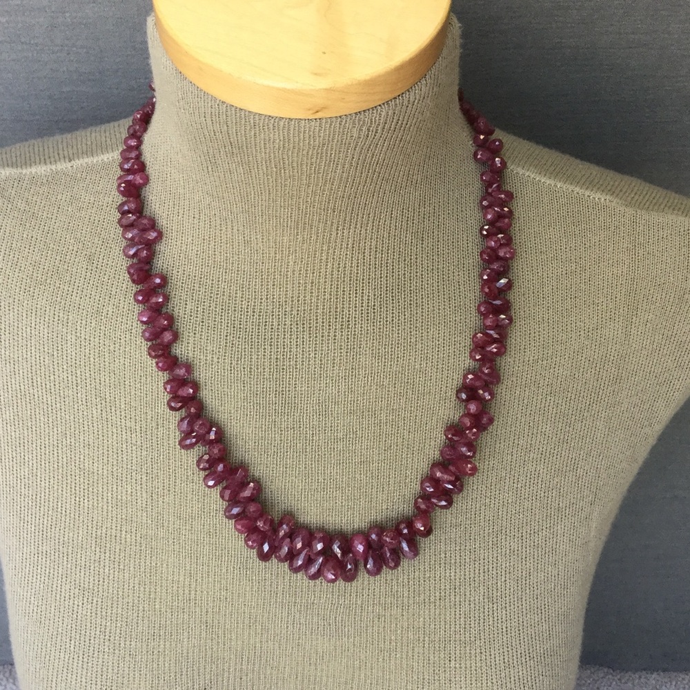 Ruby Faceted Tear Drop Necklace