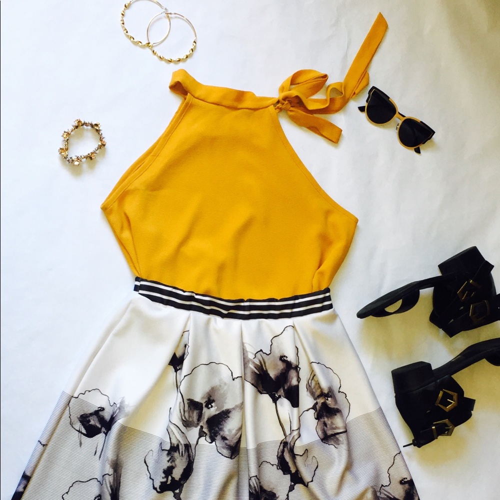 Sassy Black and White Floral Skirt