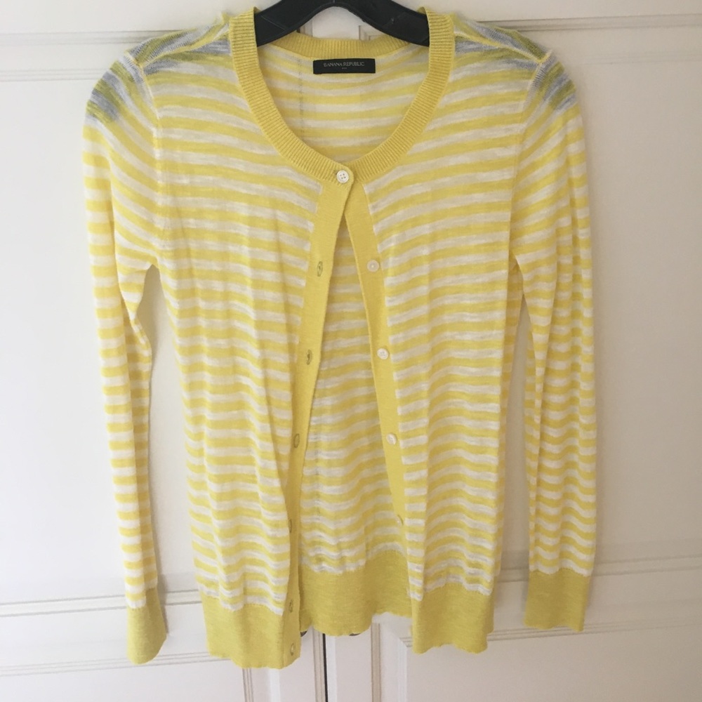 Striped Banana Republic button up sweater