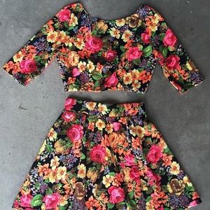 Floral two piece skirt set