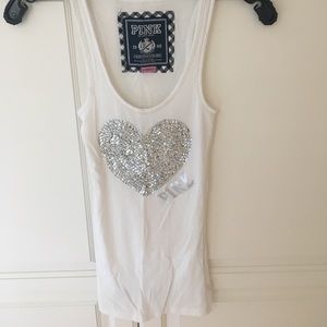 VS Pink heart embellished tank top